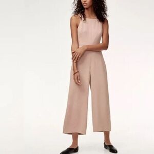 Aritzia Ecoulement Wide-Leg Tie-Back Jumpsuit - light taupe